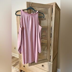 kensie Womens Cold Shoulder Faux Suede Cocktail Dress, Pink (medium)